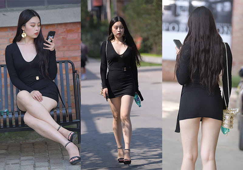 1100、[街拍]M870.黑色紧身裙美女[图片视频14G]